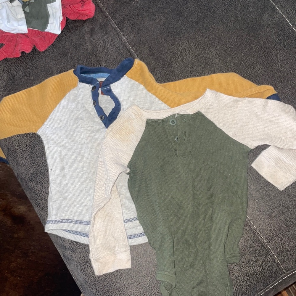 TWO LONG SLEEVE THICK 18M shirts